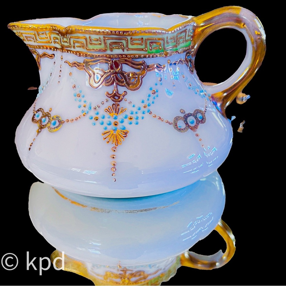 Vintage 3 Pc Sugar & Creamer Mikado Extra Hand Painted, including Gold Beading - Picture 5 of 10